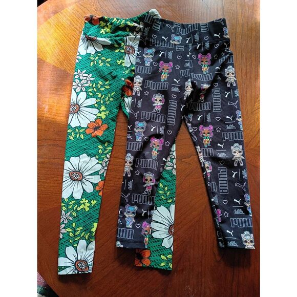 1 Lula & 1 Puma Children's Leggings - Size: 4T 2 Pairs (1283) - Picture 1 of 3